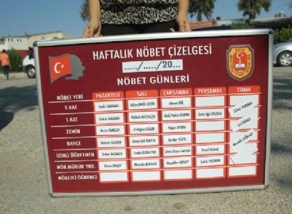 okul nöbet çizelgesi